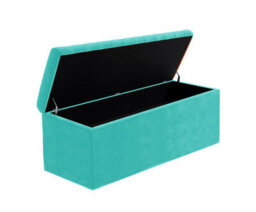 90Cm Large Plain Safar Storage Ottoman Box, Teal Plush Velvet Upholstered Deep Storage Ottoman End Of Bed Bench - thumbnail 5