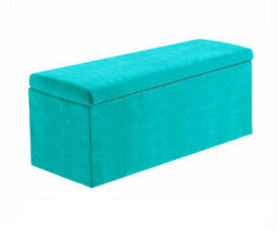 90Cm Large Plain Safar Storage Ottoman Box, Teal Plush Velvet Upholstered Deep Storage Ottoman End Of Bed Bench - thumbnail 4