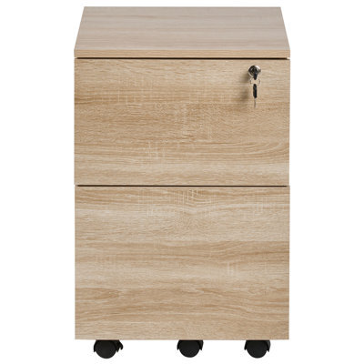 Wyld And Coco Light Brown 2-Drawer Mobile Office Storage Unit With Lockable Drawer And Castors, W40 X D40 X H62Cm - image 1