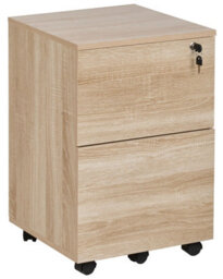 Wyld And Coco Light Brown 2-Drawer Mobile Office Storage Unit With Lockable Drawer And Castors, W40 X D40 X H62Cm - thumbnail 3