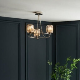 Luminosa Lighting Luminosa Berenice 3 Light Multi Arm Glass Semi Flush Ceiling Lamp Bright Nickel - thumbnail 3