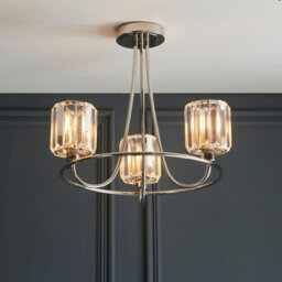 Luminosa Lighting Luminosa Berenice 3 Light Multi Arm Glass Semi Flush Ceiling Lamp Bright Nickel - thumbnail 2