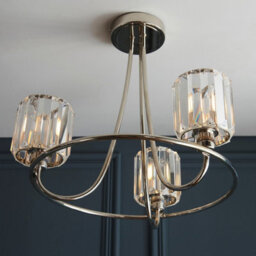 Luminosa Lighting Luminosa Berenice 3 Light Multi Arm Glass Semi Flush Ceiling Lamp Bright Nickel - thumbnail 5