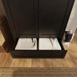 Black 2 Door 2 Drawer Panelled Wardrobe W/ Top Hanging Rail Freestanding Storage - thumbnail 4