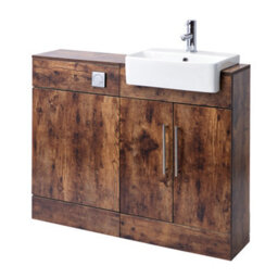 Homestylestore 1050mm Dark Oak Bathroom Combination Vanity Toilet Wc Unit And Chrome T Bar Handles - thumbnail 2