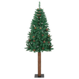 Vidaxl Slim Christmas Tree Green 210 Cm Pvc And Solid Pine Wood - thumbnail 2