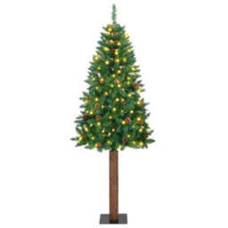 Vidaxl Slim Christmas Tree Green 210 Cm Pvc And Solid Pine Wood - thumbnail 1