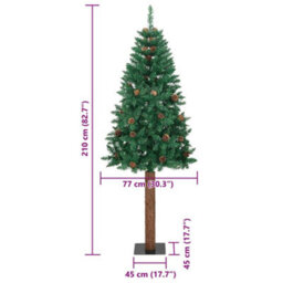Vidaxl Slim Christmas Tree Green 210 Cm Pvc And Solid Pine Wood - thumbnail 3