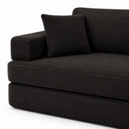 Flex Black 3 Seater Compressed Sofa Bed Cord Boneless Cloud Couch Foam Pocket Spring - thumbnail 9