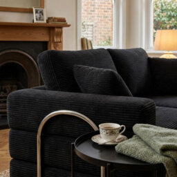 Flex Black 3 Seater Compressed Sofa Bed Cord Boneless Cloud Couch Foam Pocket Spring - thumbnail 4