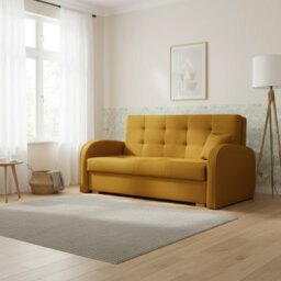 Viva Gold Iii Sofa Bed With Storage Freestanding Upholstered Back Wooden Frame Size 153X98X85Cm Mustard - thumbnail 2
