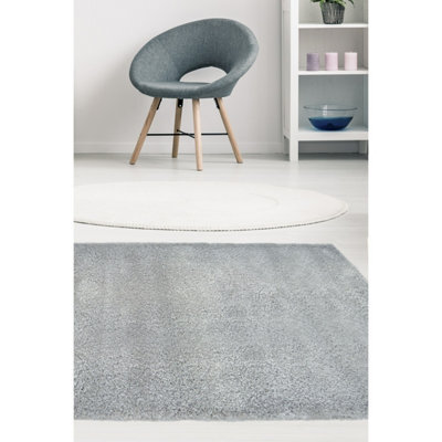 Melrose Super Soft Venus Shaggy Snuggly Plain Grey Area Rug 120/170Cm - image 1
