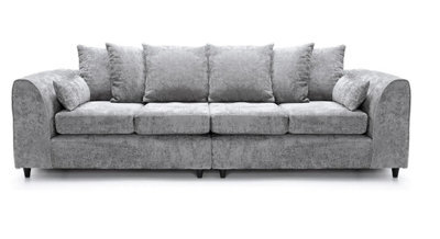 Celestial 4 Seater Scattter Back Chenille Fabric Sofa Silver - image 1