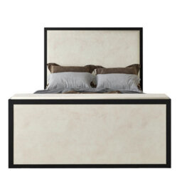 Madrid Upholstered Electric Media  Black & Cream White Tv Bed Frame - thumbnail 3