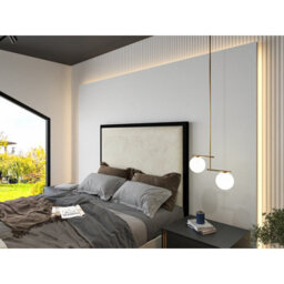 Madrid Upholstered Electric Media  Black & Cream White Tv Bed Frame - thumbnail 2