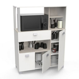 FurniComp LTD Furnicomp Anna Tall Kitchen Pantry Storage Cabinet - Matt White & Acacia Oak - thumbnail 2
