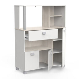 FurniComp LTD Furnicomp Anna Tall Kitchen Pantry Storage Cabinet - Matt White & Acacia Oak - thumbnail 3