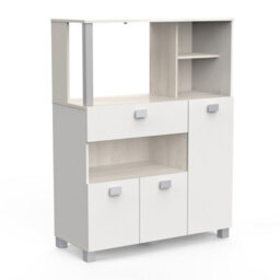 FurniComp LTD Furnicomp Anna Tall Kitchen Pantry Storage Cabinet - Matt White & Acacia Oak - thumbnail 1