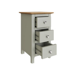 Fwstyle Slim 3 Drawer Bedside Table Nightstand Oak Veneer Painted Finish Sage Green - thumbnail 3