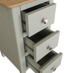 Fwstyle Slim 3 Drawer Bedside Table Nightstand Oak Veneer Painted Finish Sage Green - thumbnail 4