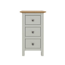 Fwstyle Slim 3 Drawer Bedside Table Nightstand Oak Veneer Painted Finish Sage Green - thumbnail 5
