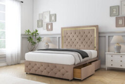 "Comfort Sofia Gold Mink Naples Divan Bed Set 4 Drawers - 26"" Strutted & 12"" Footboard 6' Super King" - thumbnail 2
