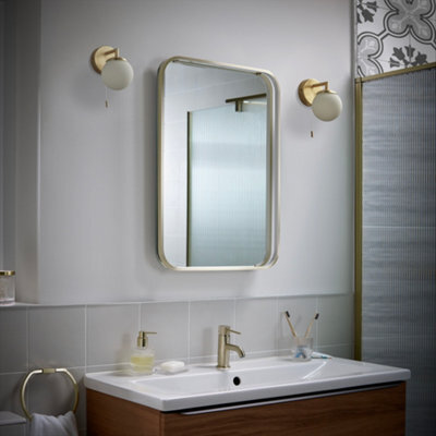 Sensio Aspect Brass Effect Rectangular Wall-Mounted Bathroom Illuminated Modern Illuminated Mirror (H)70Cm (W)50Cm - image 1