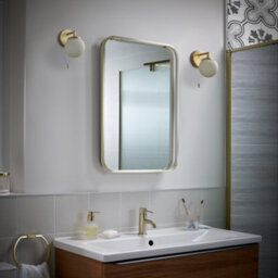 Sensio Aspect Brass Effect Rectangular Wall-Mounted Bathroom Illuminated Modern Illuminated Mirror (H)70Cm (W)50Cm