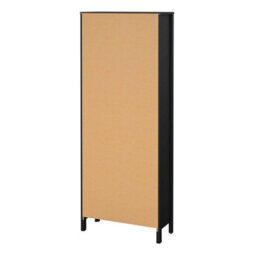Wyld Haus Wildberry Matt Black Display Cabinet With 2 Glass Doors And 3 Drawers Leather Handles - thumbnail 6