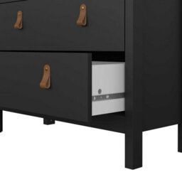 Wyld Haus Wildberry Matt Black Display Cabinet With 2 Glass Doors And 3 Drawers Leather Handles - thumbnail 9