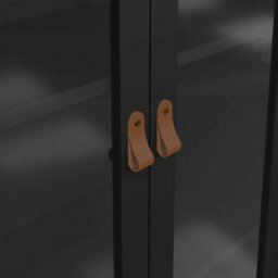 Wyld Haus Wildberry Matt Black Display Cabinet With 2 Glass Doors And 3 Drawers Leather Handles - thumbnail 8