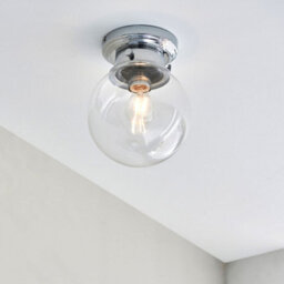 Decorative Flush Bathroom Ceiling Light Fitting - Clear Glass Shade - Dimmable - thumbnail 3
