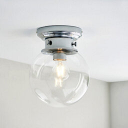 Decorative Flush Bathroom Ceiling Light Fitting - Clear Glass Shade - Dimmable - thumbnail 5
