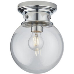 Decorative Flush Bathroom Ceiling Light Fitting - Clear Glass Shade - Dimmable - thumbnail 1