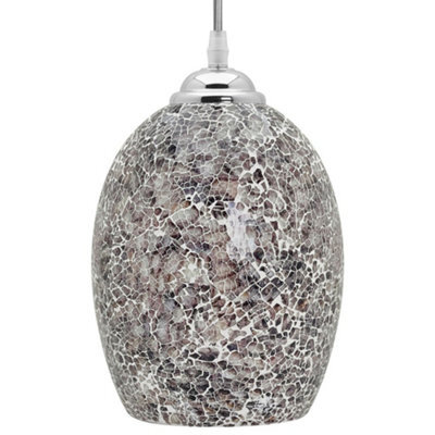 Long Life Lamps Company Vintage Ceiling Crackle Grey Mosaic Glass Pendant Light K425 - image 1