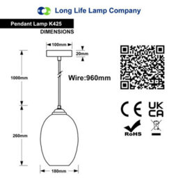 Long Life Lamps Company Vintage Ceiling Crackle Grey Mosaic Glass Pendant Light K425 - thumbnail 2