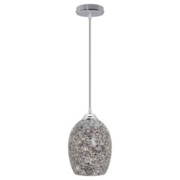 Long Life Lamps Company Vintage Ceiling Crackle Grey Mosaic Glass Pendant Light K425 - thumbnail 4