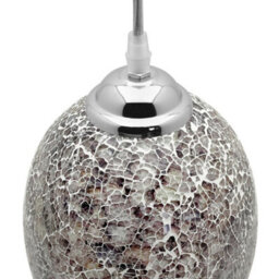 Long Life Lamps Company Vintage Ceiling Crackle Grey Mosaic Glass Pendant Light K425 - thumbnail 5