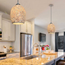 Long Life Lamps Company Vintage Ceiling Crackle Grey Mosaic Glass Pendant Light K425 - thumbnail 8