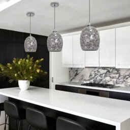 Long Life Lamps Company Vintage Ceiling Crackle Grey Mosaic Glass Pendant Light K425 - thumbnail 9