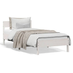 Berkfield Bed Frame Without Mattress White 90X200 Cm Solid Wood Pine - thumbnail 2