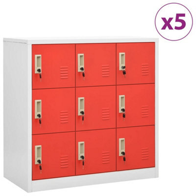 Berkfield Locker Cabinets 5 Pcs Light Grey And Red 90X45X92.5 Cm Steel - image 1