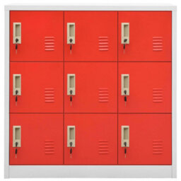 Berkfield Locker Cabinets 5 Pcs Light Grey And Red 90X45X92.5 Cm Steel - thumbnail 3