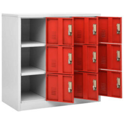 Berkfield Locker Cabinets 5 Pcs Light Grey And Red 90X45X92.5 Cm Steel - thumbnail 6