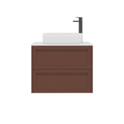 Royal Bathrooms Royal Bathroom Elmore 700mm Terracotta Clay Wall Mounted Bathroom Vanity Unit 2 Drawer Plain White Worktop With Lyon Basin - thumbnail 7