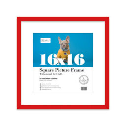 "16X16"" Red Picture Frame - 16X16"" Square Frame With 14X14"" Mount For 16X16""/14X14"" Pictures Vintage Style Photo Display, 1 Pack" - thumbnail 1