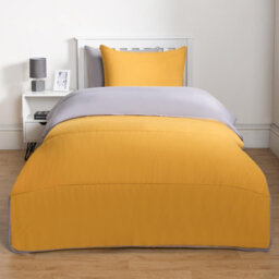 Ohs Coverless 10.5 Tog Reversible Duvet & Pillowcase, Grey/ochre - Single