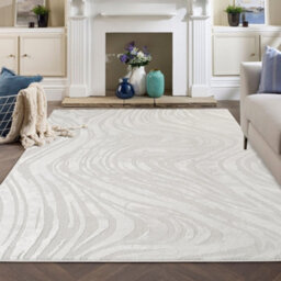 Hamilton Modern Metallic Sheen Area Rug - Marble Inspired Design Silver 120Cm X 170Cm - thumbnail 5