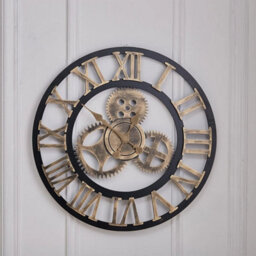 60Cm Large Roman Numerals Skeleton Wall Clock Big Giant Open Face Round Home Gold - thumbnail 3