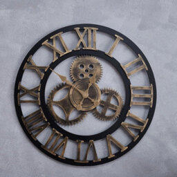 60Cm Large Roman Numerals Skeleton Wall Clock Big Giant Open Face Round Home Gold - thumbnail 4